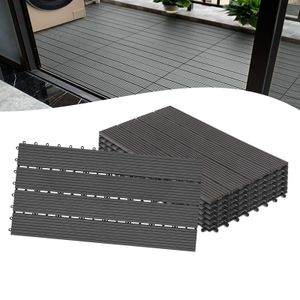 UISEBRT 6 kusov WPC click dlaždice terasové dlaždice vzhľad dreva balkónové dlaždice 30 X 60 cm dlaždice decking 1m² balkón antracit