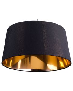 BELIANI Hängeleuchte Schwarz und Gold runder Stoffschirm Minimalistisches Design