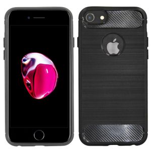 Silikon Hülle Carbon kompatibel mit iPhone 8 TPU Case Soft Handyhülle Cover Schutzhülle Schwarz