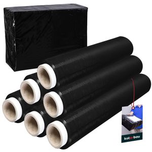 KOTARBAU® 6 Rollen Wickelfolie Stretchfolie 1,5 kg  | L 285 m B 50 cm | Stretchfolie Schwarz Strechfolienrolle Verpackungsfolie Umzugsfolie für Möbel Einwickelfolie Stretchfolie