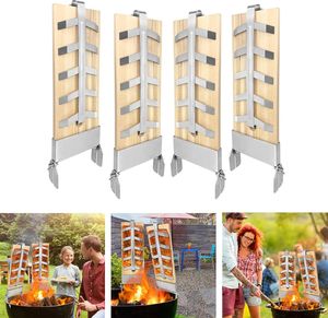 NAIZY Flammlachsbrett 4-Set Lachsbretter Flammlachs Halterung Zedernholzbrett zum Grillen, Cedar Wood Board Barbecue Accessories für Feuerschale und Kugelgrill