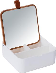 Wenko Kosmetik Organizer Bovisa mit Spiegel und Deckel Weiß 24098100