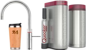 »QUOOKER FUSION ROUND Festauslauf Chrom COMBI B mit CUBE 2 *Der Wasserhahn, der alles kann! (22FRCHRCUBE)« (2-St) 100°C Kochendwasserhahn