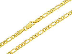 Figarokette 925 Sterling Silber vergoldet 3,5mm breit Länge wählbar 45 50 55 60 cm Silberkette Halskette Kette Gold Damen Herren (45)