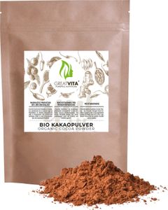 GreatVita Kakaopulver 800g - Bioqualität | rohes Pulver ideal für Getränke und als Backzutat