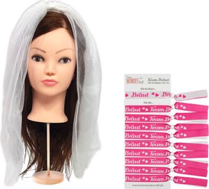 Frau WUNDERVoll® JGA Schleier + JGA Armbänder Pink für die Braut und 9 Freundinnen/  junggesellenabschied, Mädchen, Braut, Hochzeit, JGA Deko, JGA Accessoires, Mädelsabend, Haarschmuck