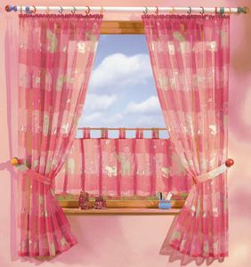 Kinderzimmer Gardine 5tlg. Set mit Tier Motiv in pink