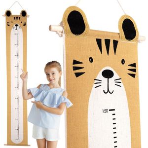 Home Styling Collection Messlatte für Körpergröße Wachstumsmesser für Kinder zum Aufhängen Senffarbe Tiger Leinentuch 105 cm