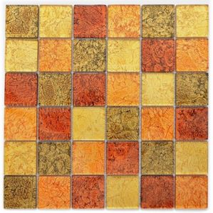 Mosaikfliese Transluzent Glasmosaik Crystal gold orange Struktur MOS120-07424
