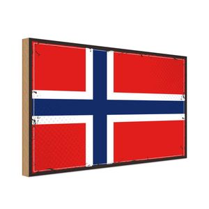vianmo Holzschild Holzbild 18x12 cm Norwegen Fahne Flagge
