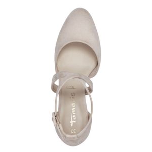 Tamaris Damen Pumps Kreuzriemen Blockabsatz Riemchenpumps 1-24414-41, Größe:40 EU, Farbe:Beige