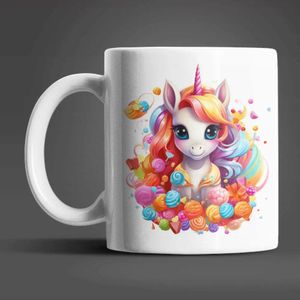 Süßes Einhorn Sweet Candy Kaffeetasse Teetasse Tasse Geschenkidee 330 ml – Bunt / Sweet-Einhorn-04