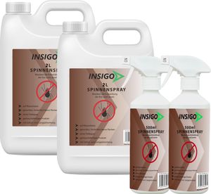 INSIGO 2x2L + 2x500ml Anti Spinnenspray Spinnenmittel Spinnenabwehr gegen Spinnen-Bekämpfung Spinnen vertreiben Schutz Zecken Ungeziefer