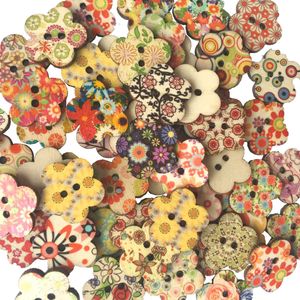 100 stücke Holz Knopf,pflaumenblüte mischfarbe floral Druck holzknopf Vintage Holzknöpfe Blumen Knopf Holz Dekorative Knöpfe für DIY Machen nähen Dekoration