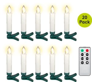 Goobay 53942 20 x Kabellose LED Weihnachtskerze – Echtwachs, mit Fernbedienung, Timer für individuelles Ambiente und Dimmer, batteriebetrieb, weiß [Energieklasse A]