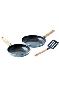 GreenPan Pfannenset Mayflower (20/24cm + Wender), metallic grün/natur, 3-teilig (1 Set)