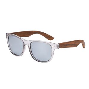 Sonnenbrille selbsttönend Holz Bügel silber transparente Gläser