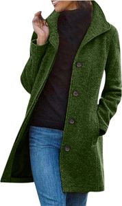 ASKSA Damen Warme Lang Herbst Mantel Locker Trenchcoat Longline Winterjacke Mit Taschen Wollmantel Hemdjacke Wool Coat,Gruen,L ASKSA Damen Warme Lang Herbst Mantel Locker Trenchcoat Longline Winterjacke Mit Taschen Wollmantel Hemdjacke Wool Coat,Gruen,L