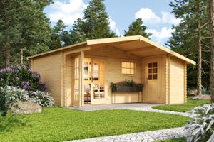 Lasita Maja  34 mm Gartenhaus aus Holz mit Satteldach Little Rock, Schwedenrot, Premium Dachbahn selbstklebend