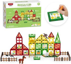 Magnetická stavebnica Window Art Farm 80ks - Magnetic Tiles