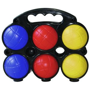 L.A. Sports Boule-Set Boccia Spiel-Set bunt Bälle in 3 Farben rot gelb blau mit Zielkugel