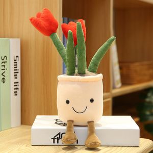 Tulpen-Plüschtier,35cm rotTulip Blumentopf Gefüllter Überwurf Plüschkissen Puppe Weich Flauschige Pflanze Freund Umarmung Kissen – Geschenk für jedes Alter und jeden Anlass