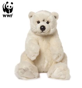 Pluszowy niedźwiedź polarny WWF (siedzący, 22 cm) realistyczna miękka zabawka do przytulania