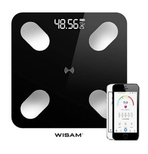 Wisam® B2017 Smart App Digital Personenwaage Körperfett BMI Bluetooth iOS Android Black