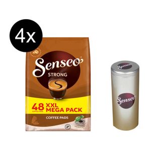 SENSEO Pads Strong Senseopads 4 x 48 Getränke Kaffeepads XXL Packs + 1 Senseo Dose