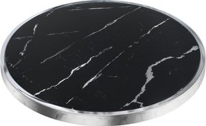 JT | Gastro Glastischplatte | Ø70cm | Schwarz Marmor | Chrom Rand | Rund | Gastro Glastischplatte