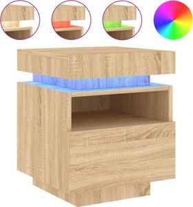 vidaXL Nachttisch mit LED-Leuchten Sonoma-Eiche 40x39x48,5 cm