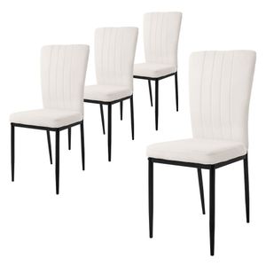 ML-Design sada 4 jídelních židlí s opěradlem, bílá, sametové čalounění s kovovými nohami