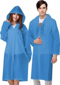 GKA wasserdichter Regenmantel mit Kapuze blau Regenponcho Jacke Regen Damen und Herren Einheitsgröße