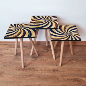 Skye Decor, 3Shp19 - Navy Blue, Satztisch (3 Stück), Navy blau, 100 % MDF, 35 x 35 x 52 cm