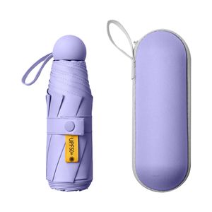 Mini Ultraleicht Regenschirm Sun Taschenschirm 5 Falten Sonnenschirm Schirme Anti-UV-Sonnenschutz (Violett)