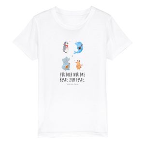 Mr. & Mrs. Panda 7-8 Jahre (122/128) Organic Kinder T-Shirt Big Band - Weiß - Geschenk, Gute Laune, Tiere, lustige Sprüche, Triangel, Kinder T-Shirt Jungen, Gitarre, Maus