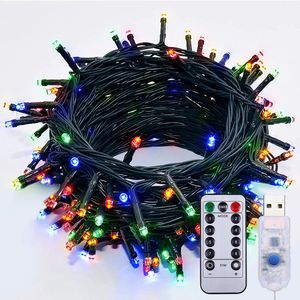 Lichterkette 5M 50 LED 8 Lichtmodi USB Wasserdicht mit Fernbedienung für Party Weihnachten Hochzeit Deko, Bunt