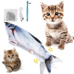 Katzenspielzeug Fisch Elektrisch, Katzen Spielzeug mit Katzenminze, interaktiver Fisch Spielzeuge mit Spielangel