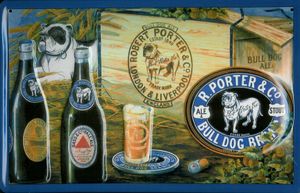 Blechschild Porter & Co. Bulldog Hund Brand Beer Bier Schild Werbeschild