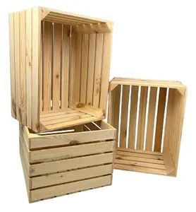 3er Set Holzkiste Dekokiste Regalkiste Obstkiste Weinkiste naturbelassen 50x40x30 cm