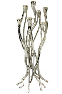 Voss Leuchter Roots 63 cm Kerzenleuchter Silber matt Handarbeit Aluminium