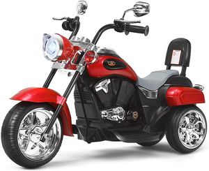 COSTWAY 6V elektrická motorka s nastavitelným světlometem zvukem a klaksonem Dětská motorka pro děti od 3 let Červená barva