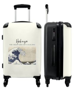 NoBoringSuitcases.com® Großer Koffer - Hokusai - Kunst - Golf - Meer - Vintage - Kombinationsschloss TSA - Hartschalen Trolley 4 Rollen - 60 liter - Reisekoffer - 66 cm