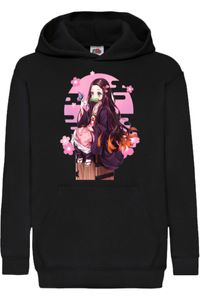 Demon Nezuko Sunshine Dětská mikina s kapucí Sweatshirt Anime Manga Demon Slayer Kimetsu no Yaiba, 12-13 let - 152 / Černá