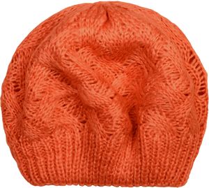 styleBREAKER Damen Strick Baskenmütze mit Zopfmuster, Winter, Barett, Franzosen Mütze 04024166, Farbe:Orange