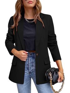 Damen Blazer Knöpfen Herbst Mantel Langarmshirt Bluses Top Leicht Jacke Outwear Cardigan Schwarz,Größe 3XL