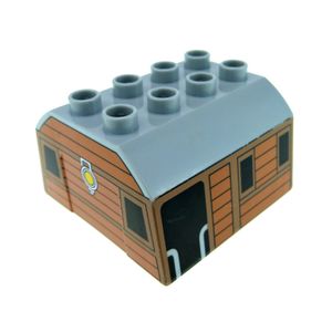 1x Lego Duplo Zug Aufsatz neu-hell grau braun Wagon mit Fenster Zug 51548pb01
