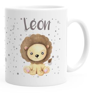 Namenstasse Kinder personalisierte Kaffee-Tasse mit Namen Löwe persönliche Geschenke SpecialMe® weiß Keramik-Tasse