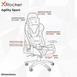 X Rocker Agility eSports Gaming Bürostuhl - Ergonomischer Bürodrehstuhl für Jugendliche & Erwachsene | Schwarz/Blau