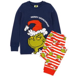 The Grinch - Schlafanzug mit langer Hose für Kinder - weihnachtliches Design NS7361 (104) (Blau/Rot/Weiß)